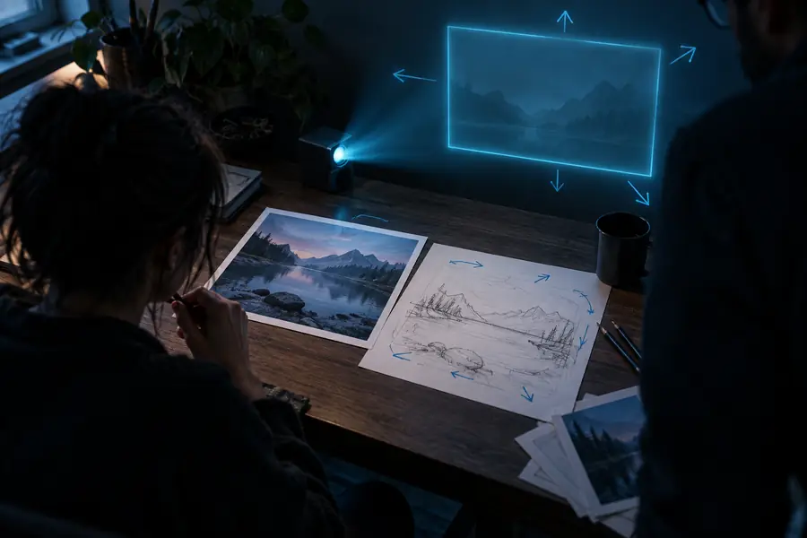 Einfaches visuelles Konzept vor der Prompt-Optimierung