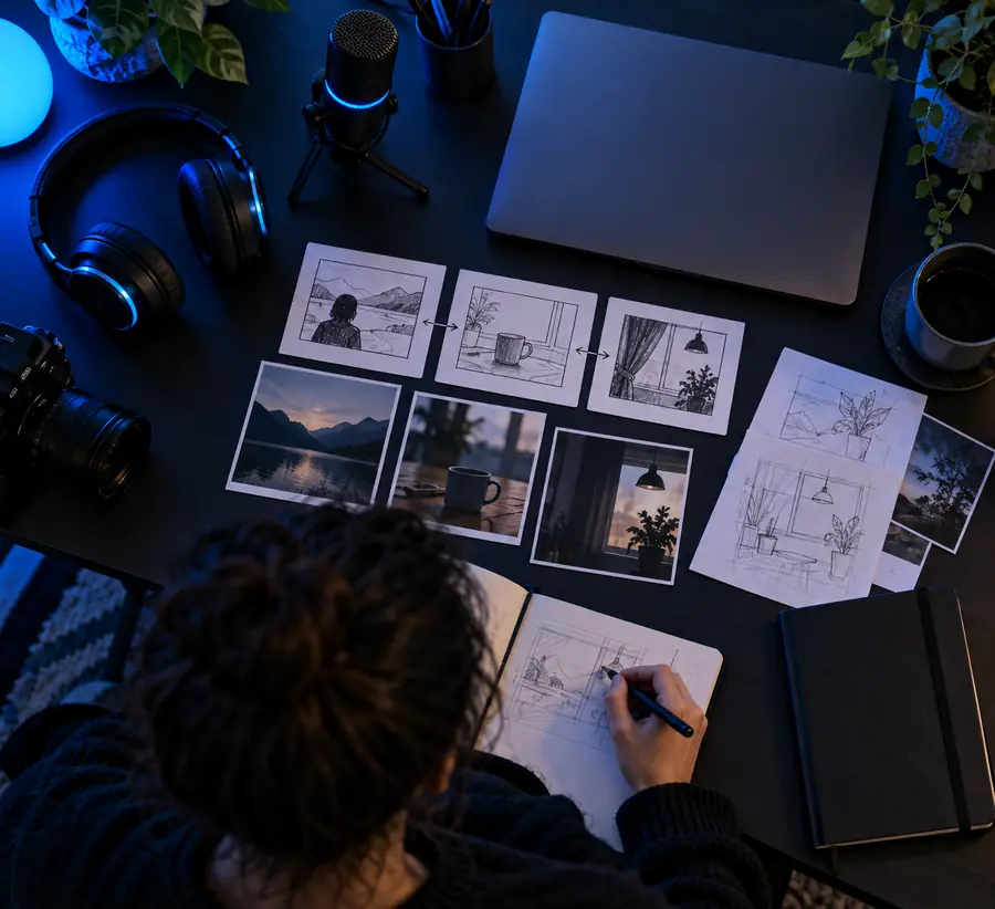 Eine einfache Videoidee, vorbereitet für einen Online-Workflow